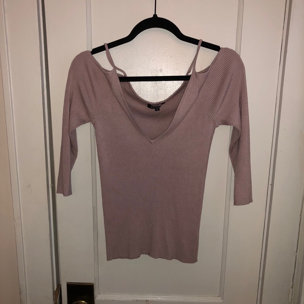 Express blush off shoulder knit top